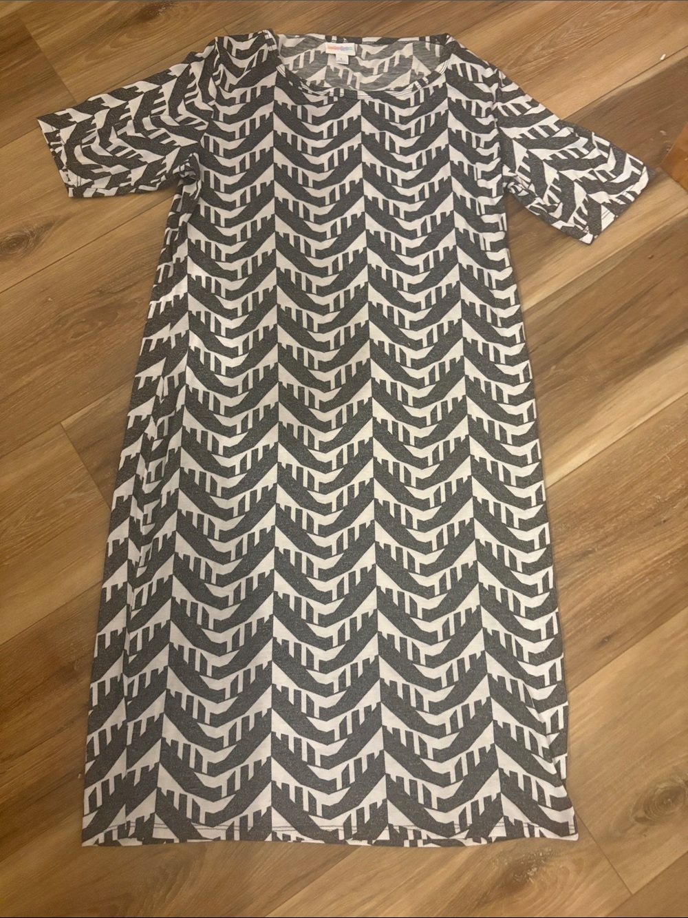 LuLaRoe Gray and White Midi Dress